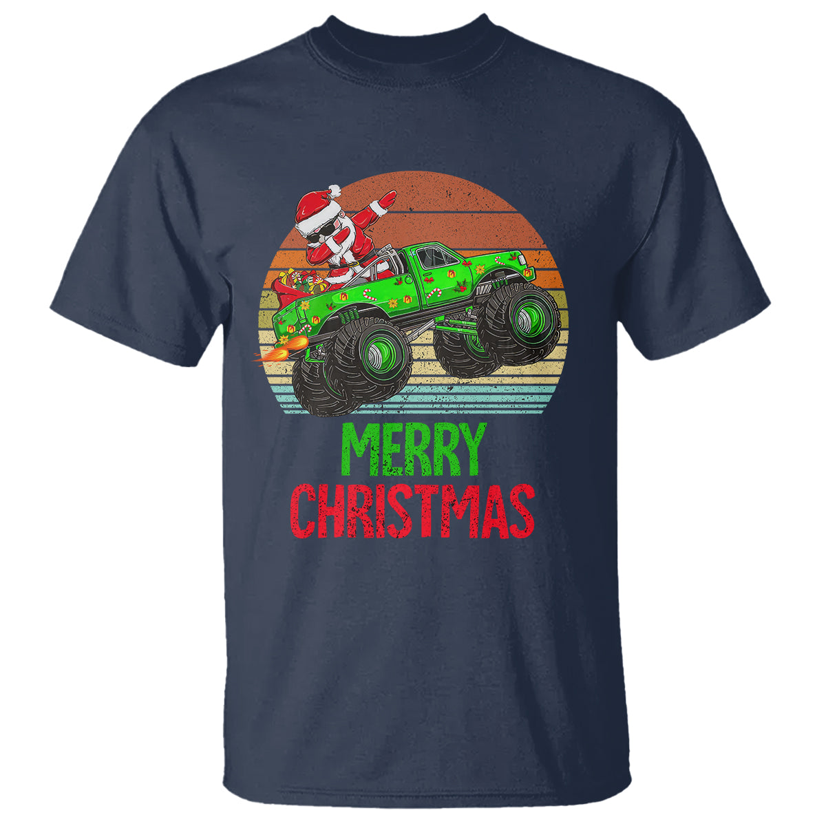 Merry Christmas Santa Monster Truck Dabbing T Shirt - Wonder Print Shop