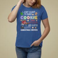 I Just Want to Bake Cookies Drink Hot Cocoa Watch Christmas Movies T Shirt For Women - Wonder Print Shop