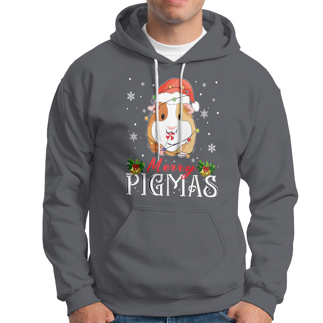 Christmas Hoodie Merry Pigmas Cute Guinea Pig Santa Hat - Wonder Print Shop