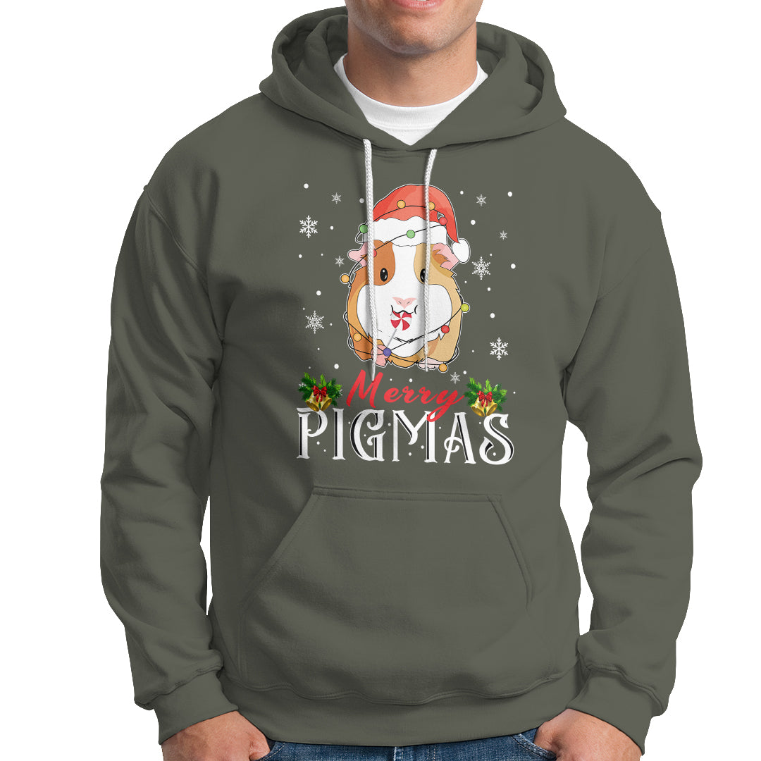 Christmas Hoodie Merry Pigmas Cute Guinea Pig Santa Hat - Wonder Print Shop