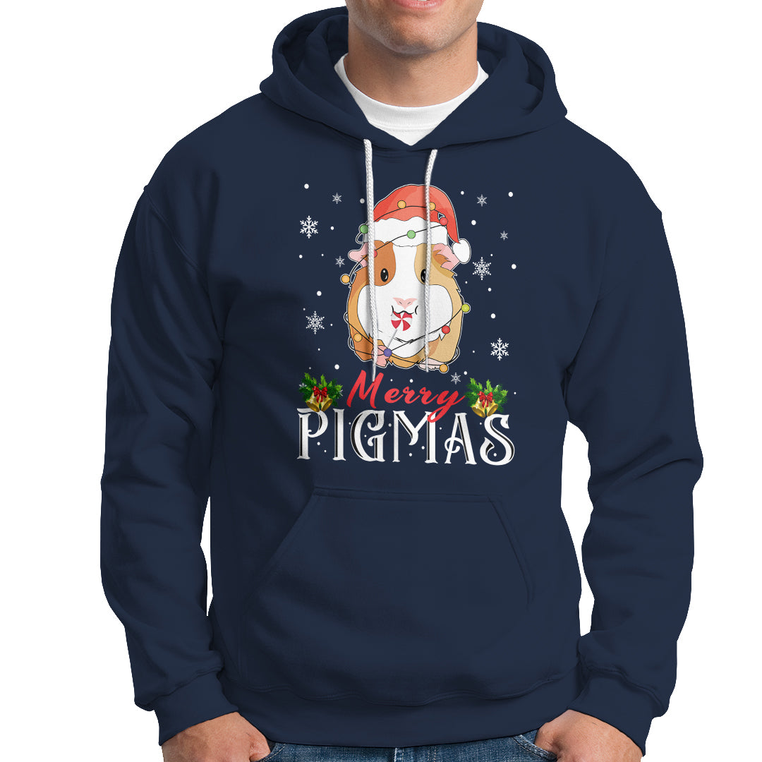 Christmas Hoodie Merry Pigmas Cute Guinea Pig Santa Hat - Wonder Print Shop