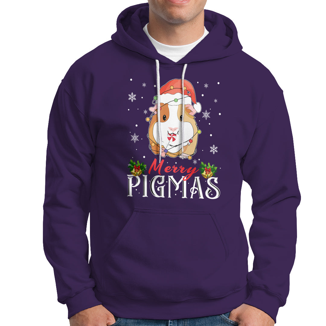 Christmas Hoodie Merry Pigmas Cute Guinea Pig Santa Hat - Wonder Print Shop
