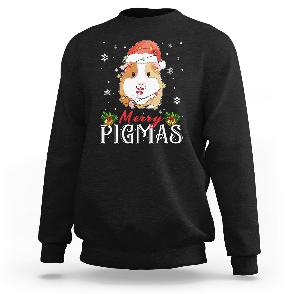 Christmas Sweatshirt Merry Pigmas Cute Guinea Pig Santa Hat - Wonder Print Shop