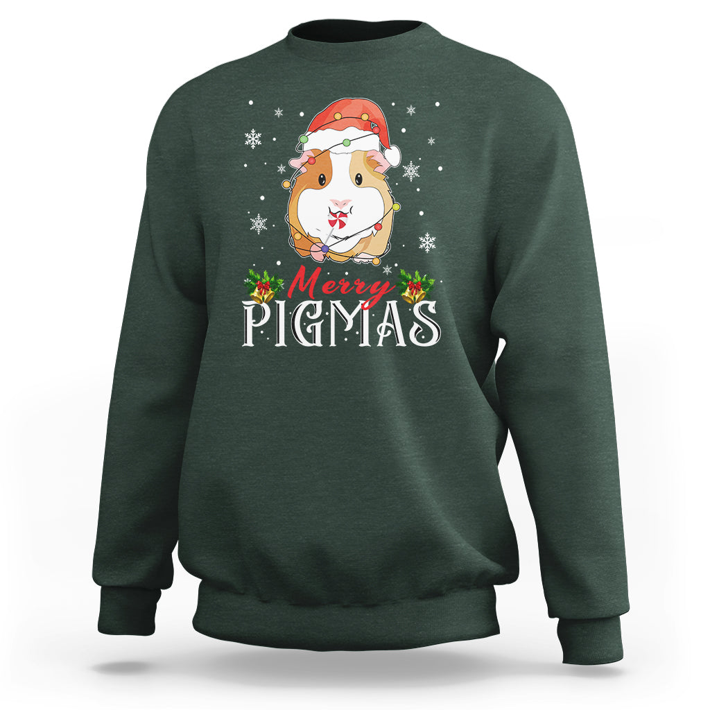 Christmas Sweatshirt Merry Pigmas Cute Guinea Pig Santa Hat - Wonder Print Shop