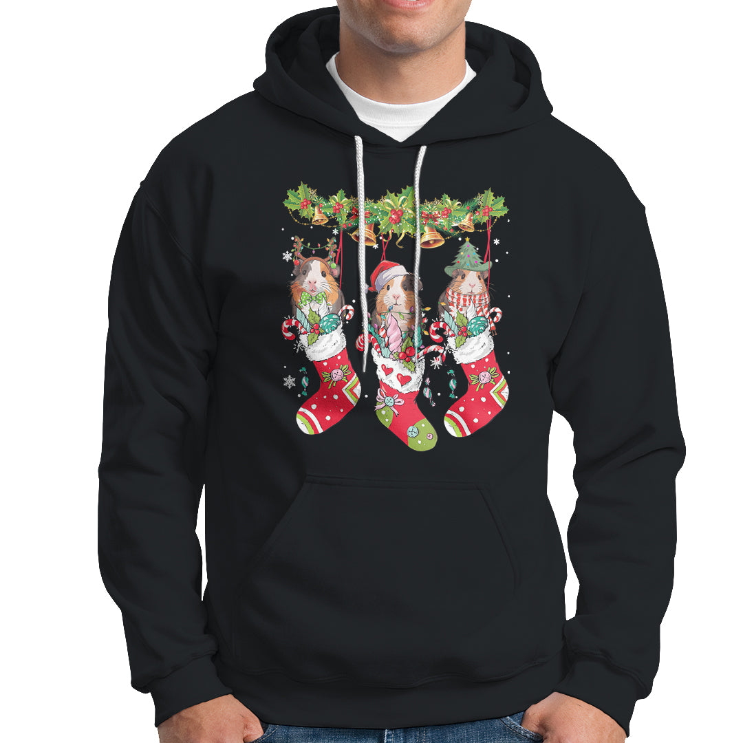 Christmas Hoodie Guinea Pig In Xmas Socks Cute Santa Hat - Wonder Print Shop