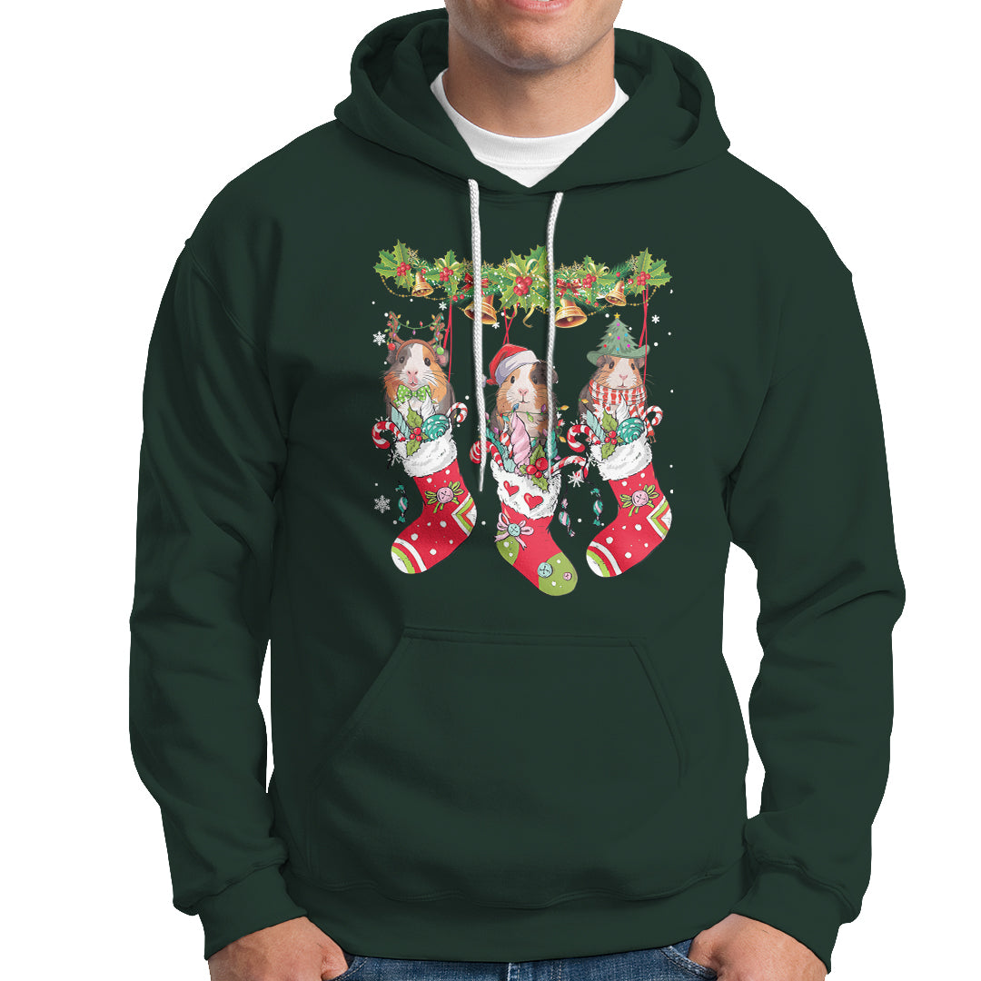 Christmas Hoodie Guinea Pig In Xmas Socks Cute Santa Hat - Wonder Print Shop