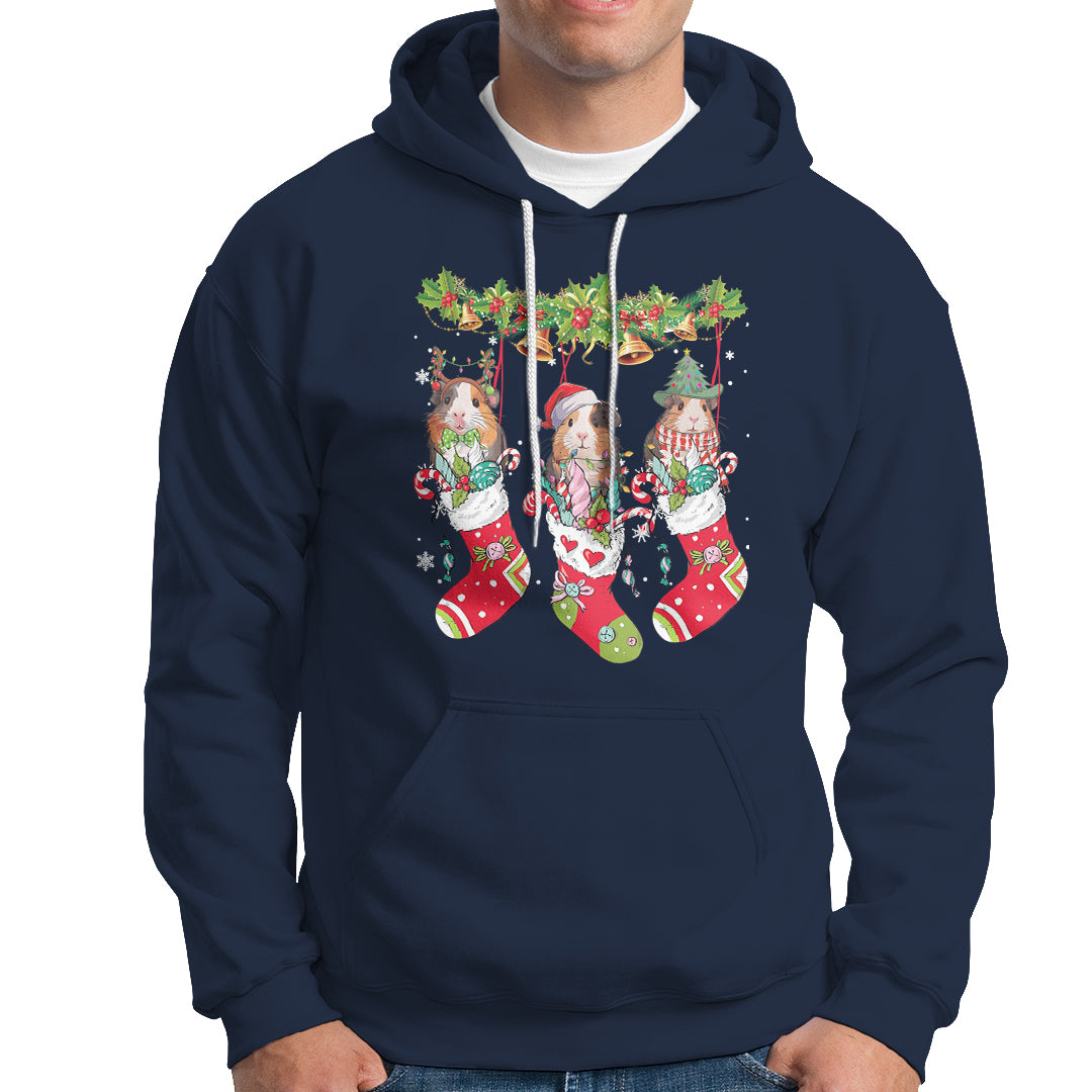 Christmas Hoodie Guinea Pig In Xmas Socks Cute Santa Hat - Wonder Print Shop