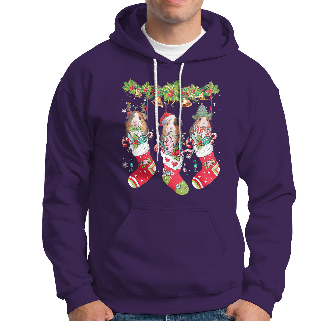 Christmas Hoodie Guinea Pig In Xmas Socks Cute Santa Hat - Wonder Print Shop