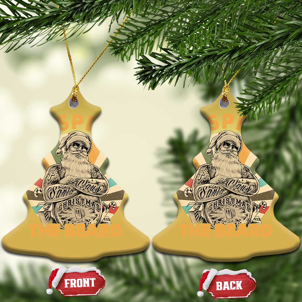 Retro Xmas Christmas Ornament Respect The Beard Cool Santa Vintage - Wonder Print Shop