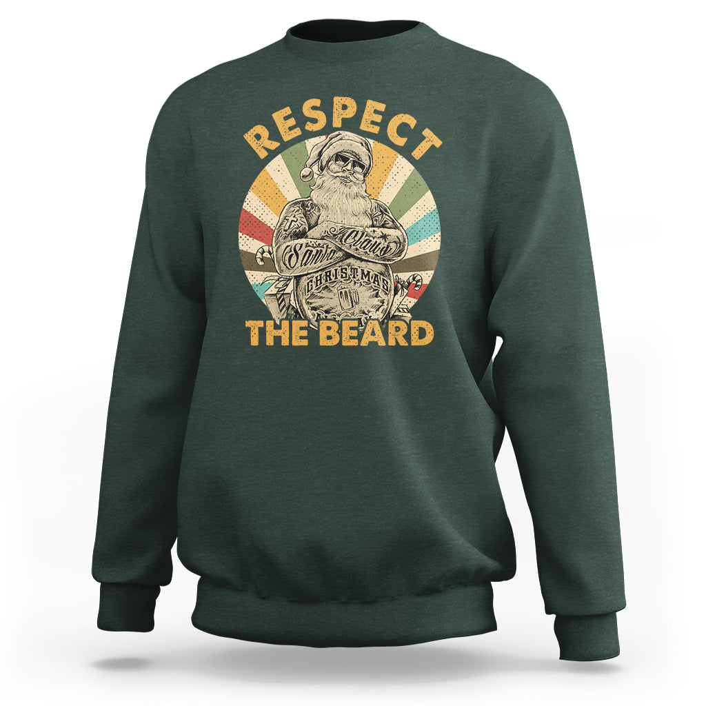 Christmas Sweatshirt Respect The Beard Cool Santa - Wonder Print Shop