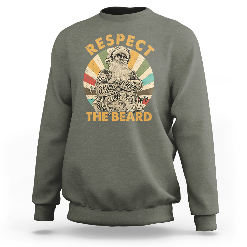 Christmas Sweatshirt Respect The Beard Cool Santa - Wonder Print Shop