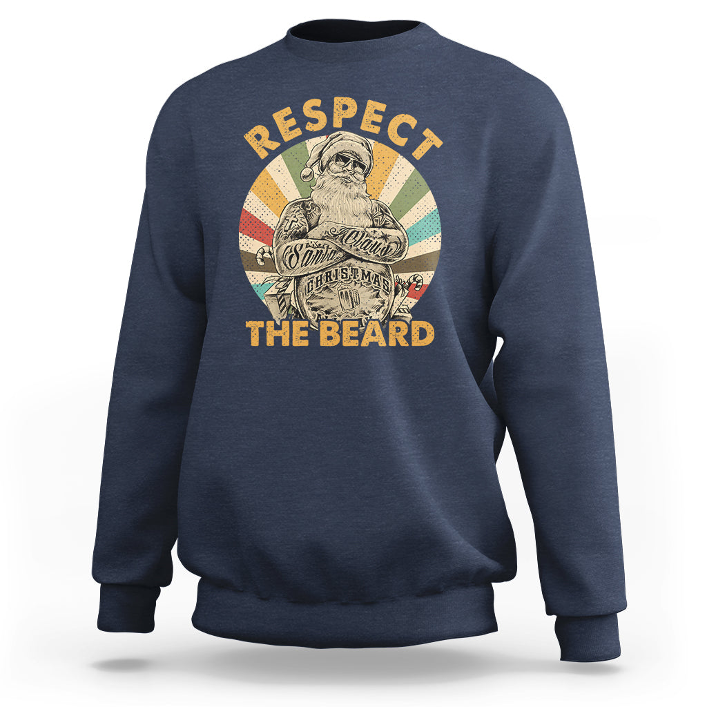 Christmas Sweatshirt Respect The Beard Cool Santa - Wonder Print Shop