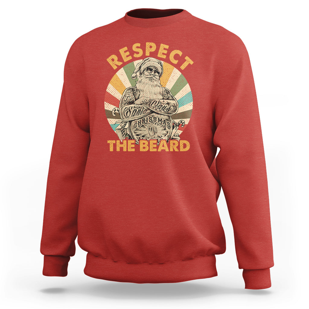 Christmas Sweatshirt Respect The Beard Cool Santa - Wonder Print Shop