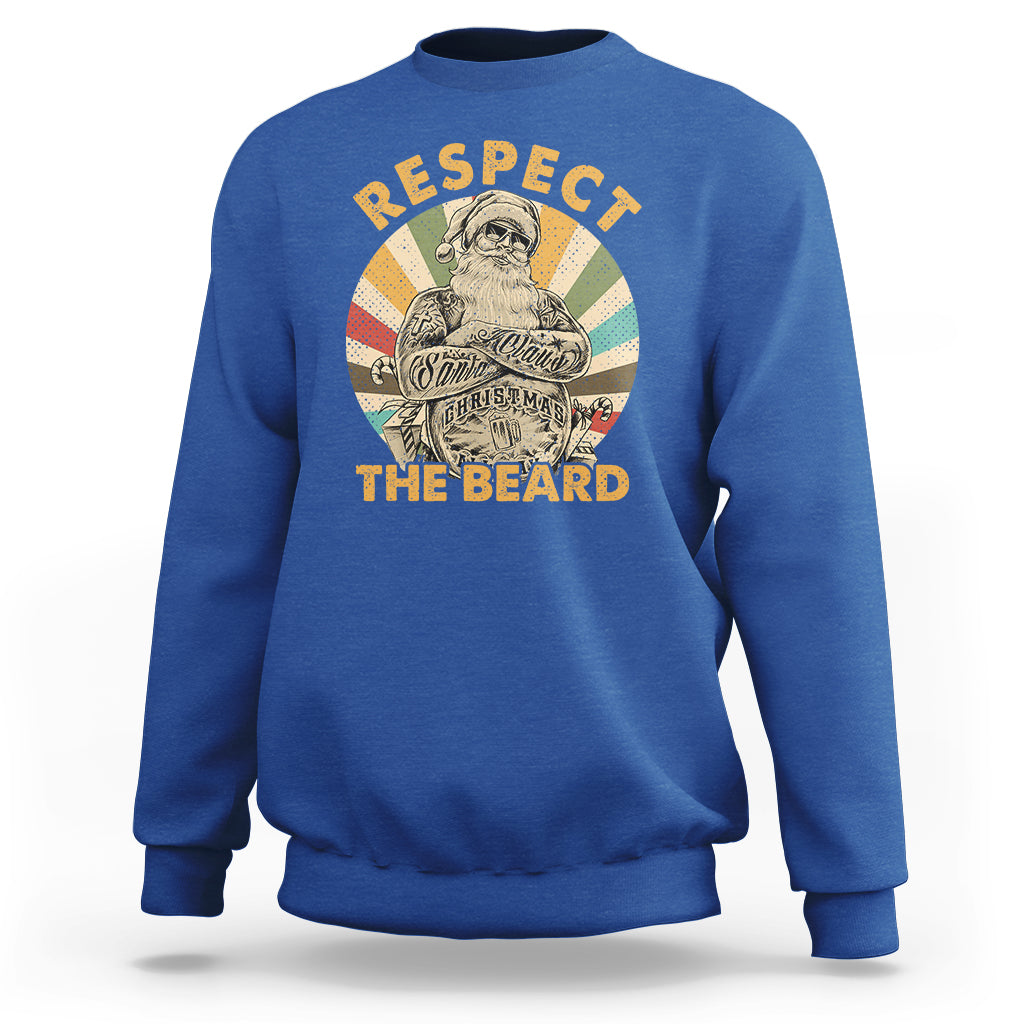 Christmas Sweatshirt Respect The Beard Cool Santa - Wonder Print Shop