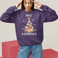 Mele Kalikimaka Hawaiian Christmas Tree Tropical Flower Sweatshirt - Wonder Print Shop
