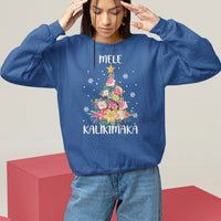 Mele Kalikimaka Hawaiian Christmas Tree Tropical Flower Sweatshirt - Wonder Print Shop