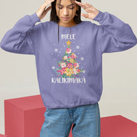 Mele Kalikimaka Hawaiian Christmas Tree Tropical Flower Sweatshirt - Wonder Print Shop