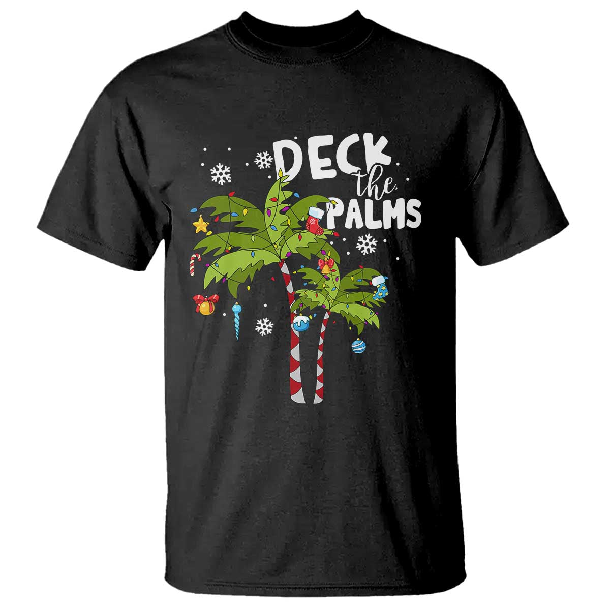 Christmas In Hawaii T Shirt Deck the Palms Xmas Tree - Wonder Print Shop