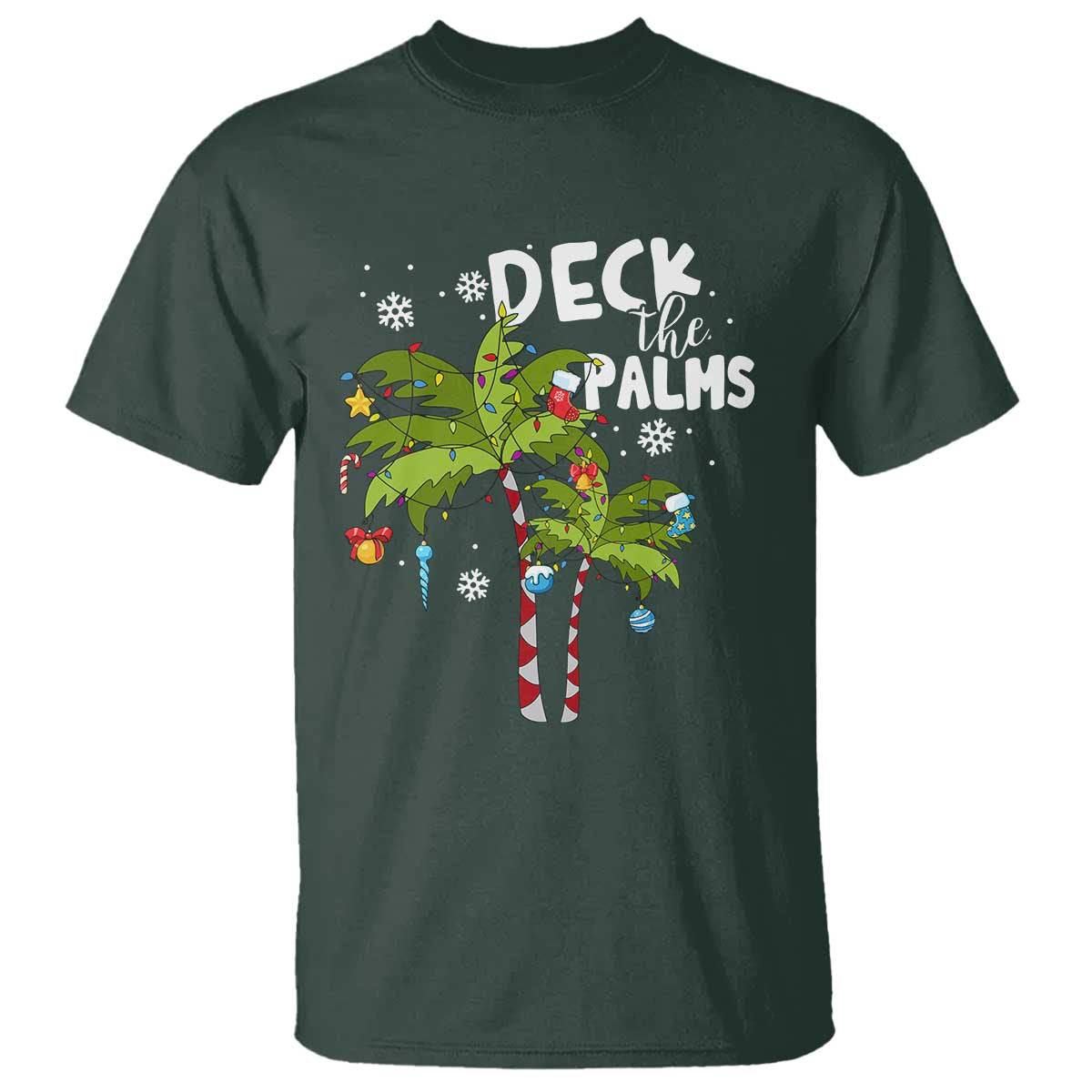 Christmas In Hawaii T Shirt Deck the Palms Xmas Tree - Wonder Print Shop