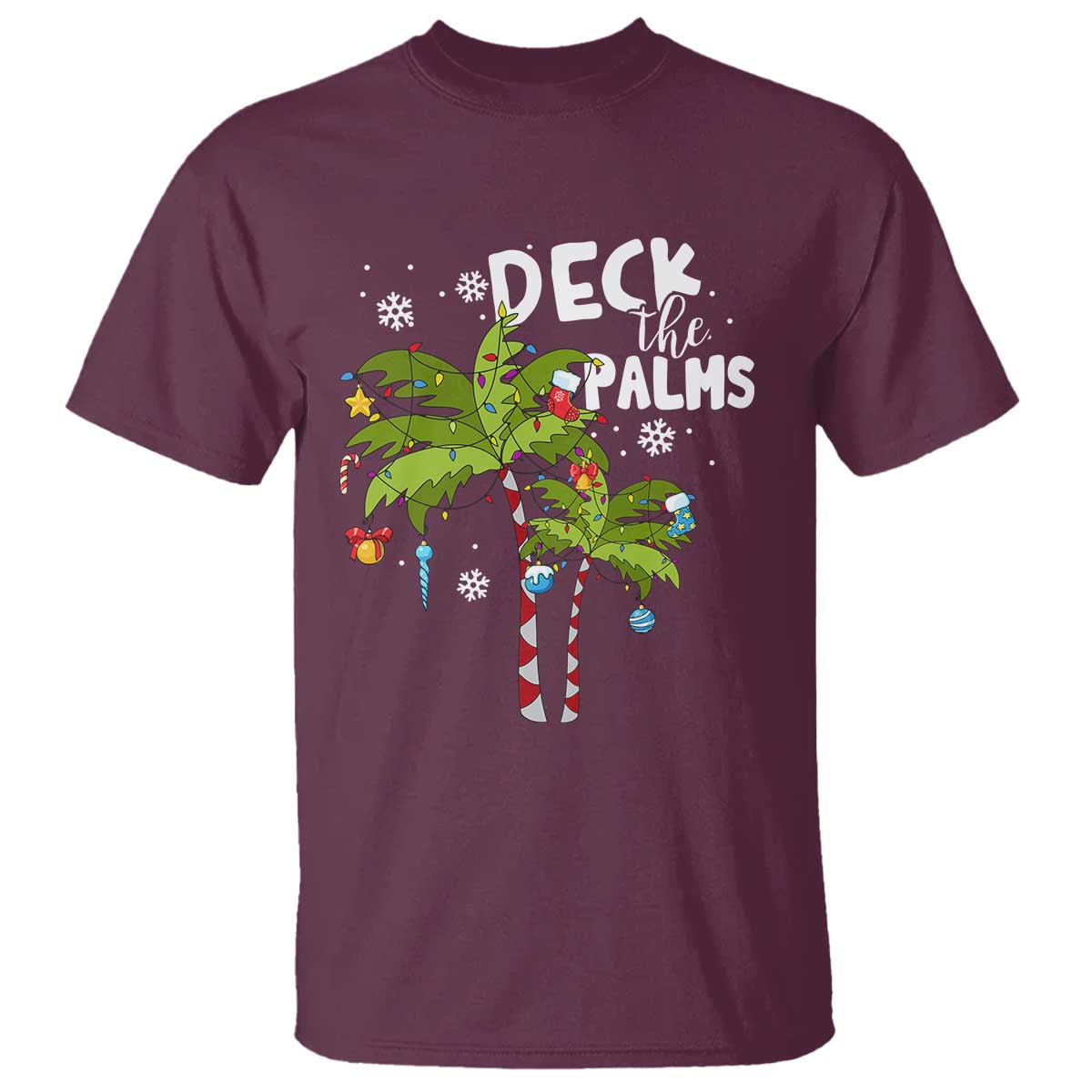Christmas In Hawaii T Shirt Deck the Palms Xmas Tree - Wonder Print Shop