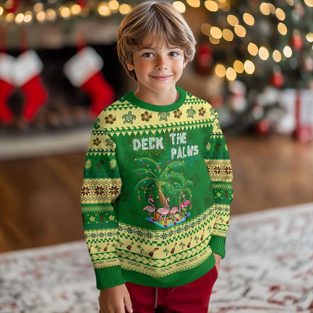 Xmas In Hawaii Ugly Christmas Sweater Deck the Palms Firework Flamingo - Wonder Print Shop