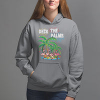 Christmas In Hawaii Hoodie Deck the Palms Firework Merry Christmas Flamingo - Wonder Print Shop