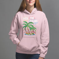 Christmas In Hawaii Hoodie Deck the Palms Firework Merry Christmas Flamingo - Wonder Print Shop