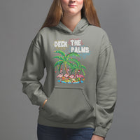 Christmas In Hawaii Hoodie Deck the Palms Firework Merry Christmas Flamingo - Wonder Print Shop