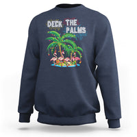 Christmas In Hawaii Sweatshirt Deck the Palms Firework Merry Christmas Flamingo - Wonder Print Shop