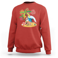 Christmas In Hawaii Sweatshirt Palm Tree Firework Santa At Beach Drinking Coconut - Wonder Print Shop