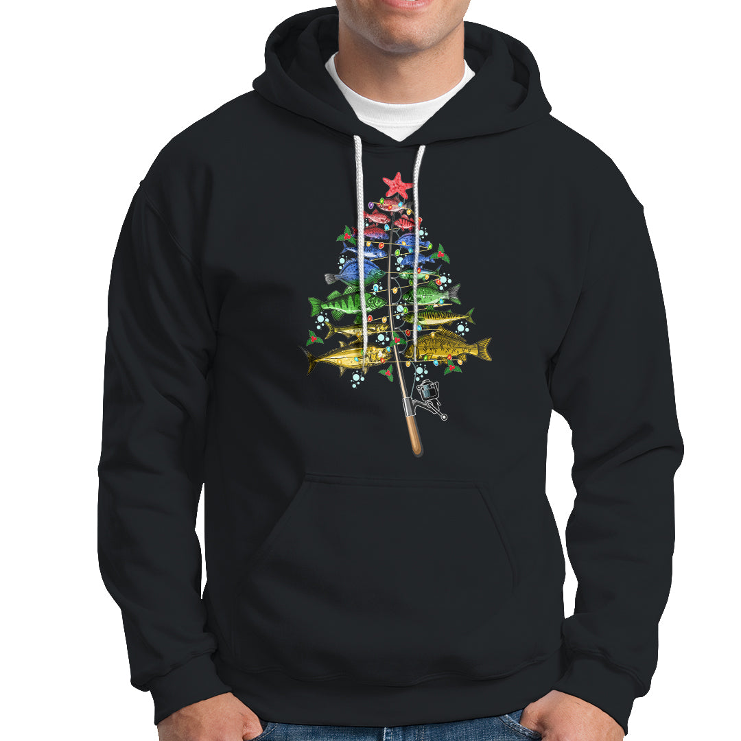 Aquatic Christmas Tree Fisherman Colorful Fish Hoodie - Wonder Print Shop