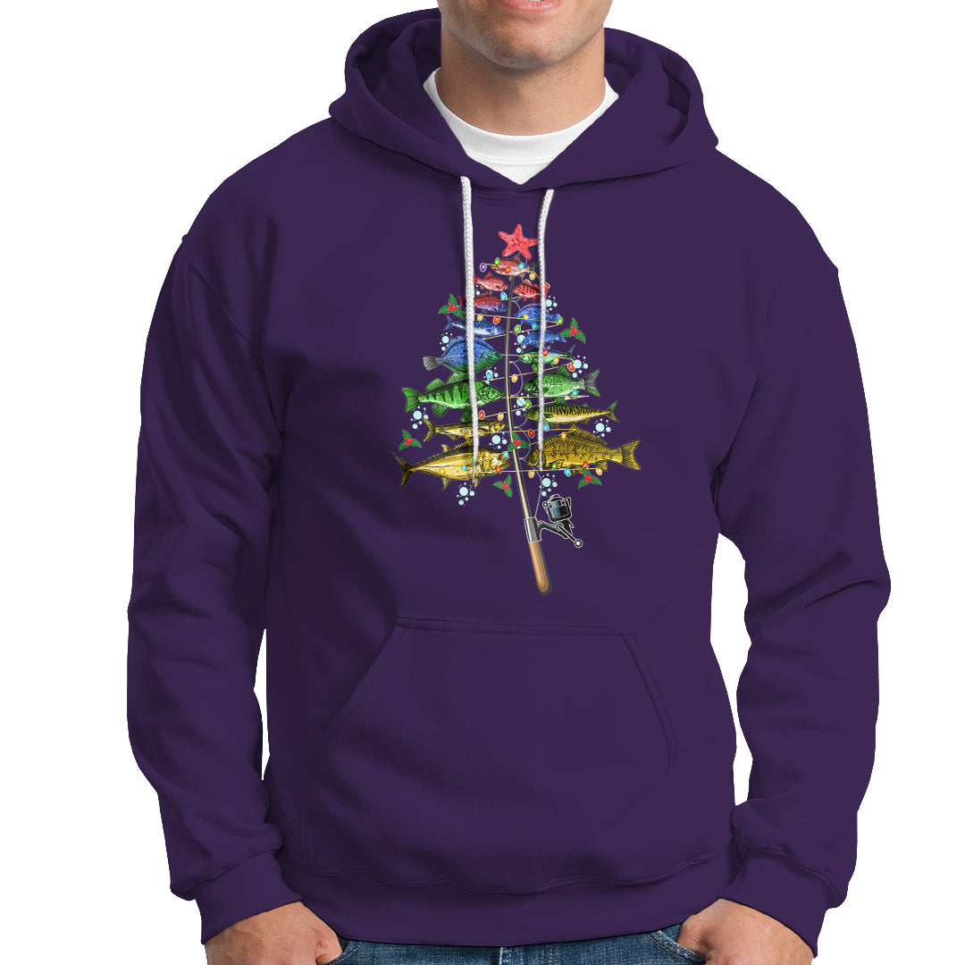 Aquatic Christmas Tree Fisherman Colorful Fish Hoodie - Wonder Print Shop