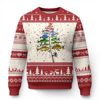Xmas Fishing Ugly Christmas Sweater Colorful Fish Aquatic Christmas Tree Fisherman - Wonder Print Shop