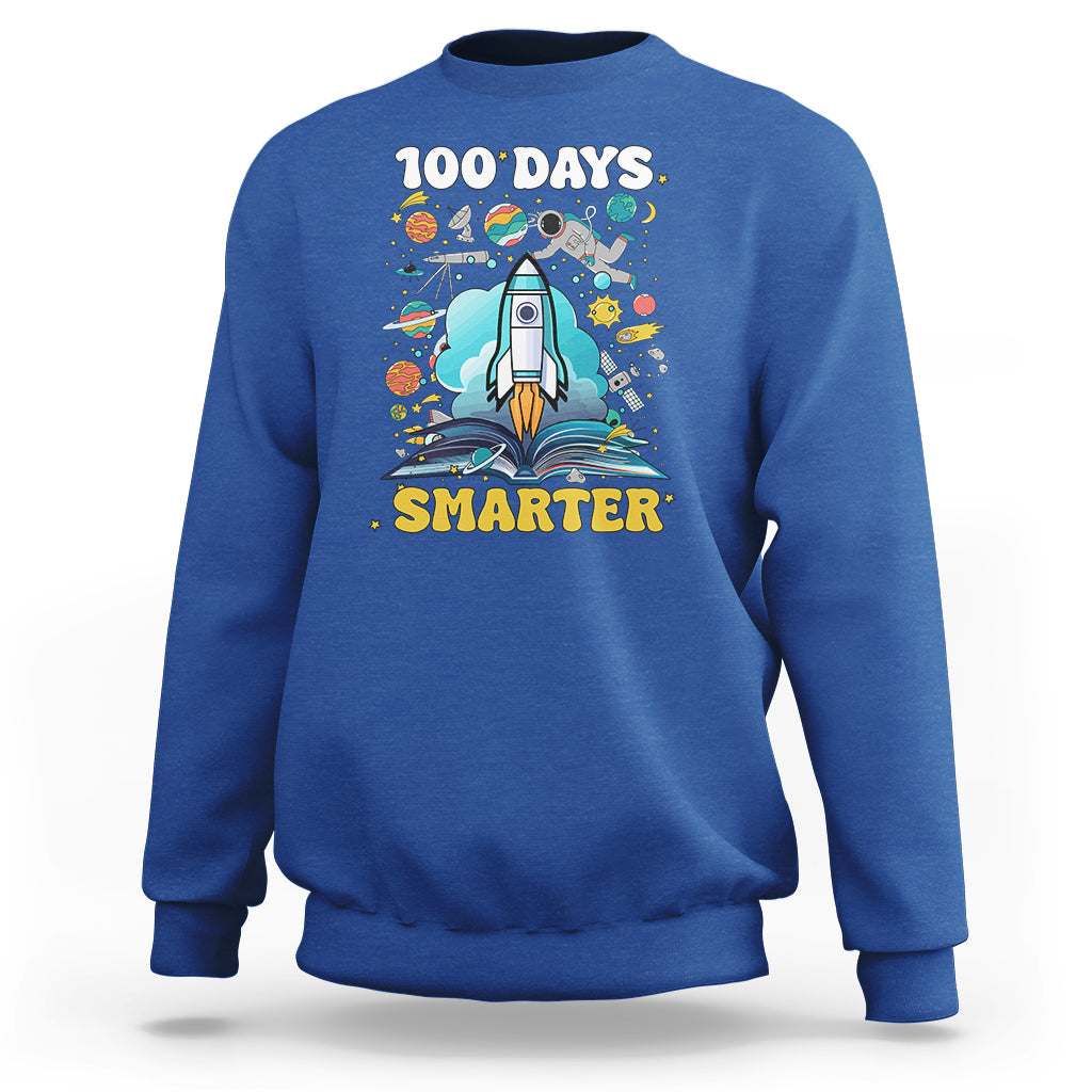 100th Day Of School Sweatshirt 100 Days Smarter Outer Space Magic Book - Wonder Print Shop