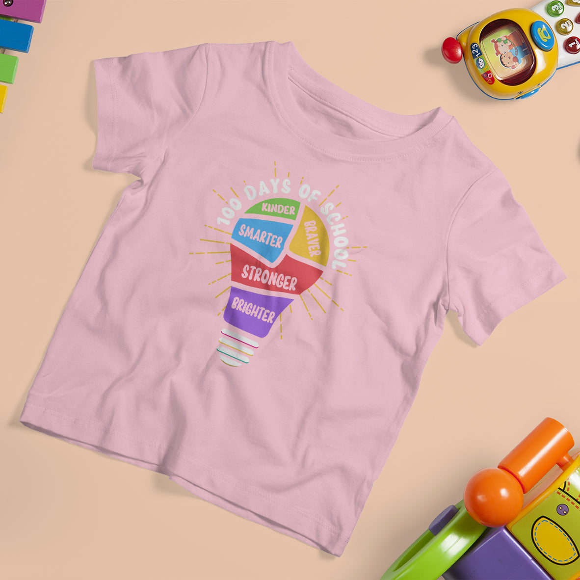 100th Day Of School T Shirt For Kid 100 Days Smarter Kinder Stronger Brighter Brave - Wonder Print Shop