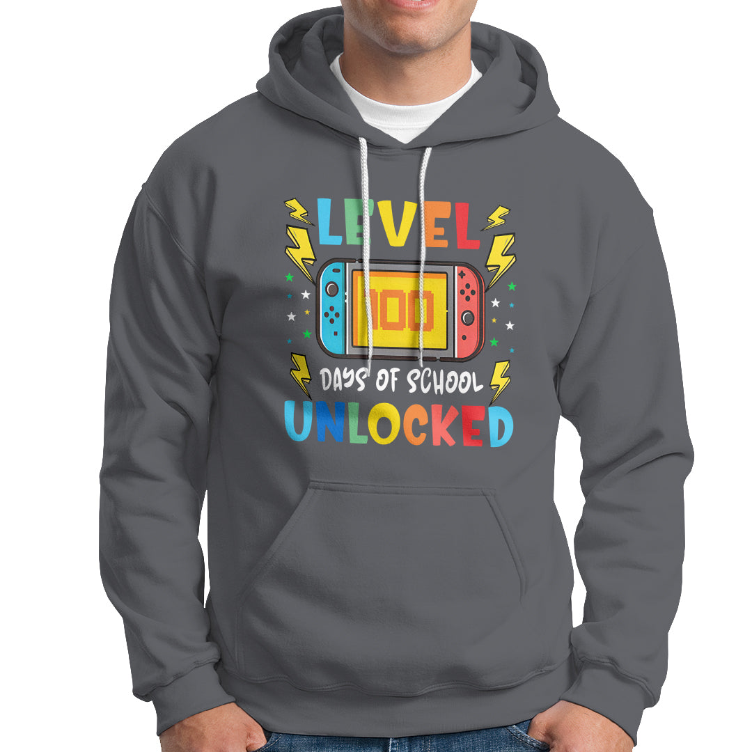 100th Day Of School Hoodie Level 100 Days Unlocked Video Game Funny Gamer - Wonder Print Shop