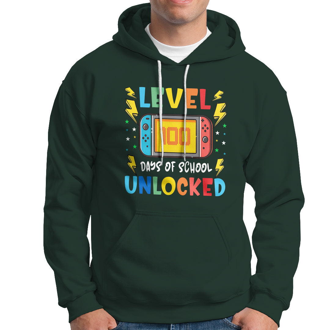 100th Day Of School Hoodie Level 100 Days Unlocked Video Game Funny Gamer - Wonder Print Shop
