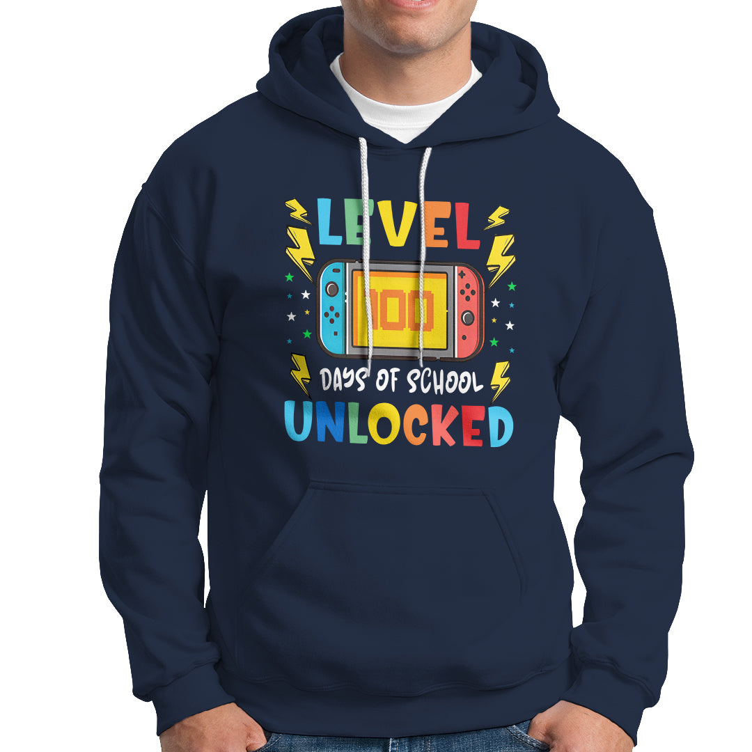 100th Day Of School Hoodie Level 100 Days Unlocked Video Game Funny Gamer - Wonder Print Shop