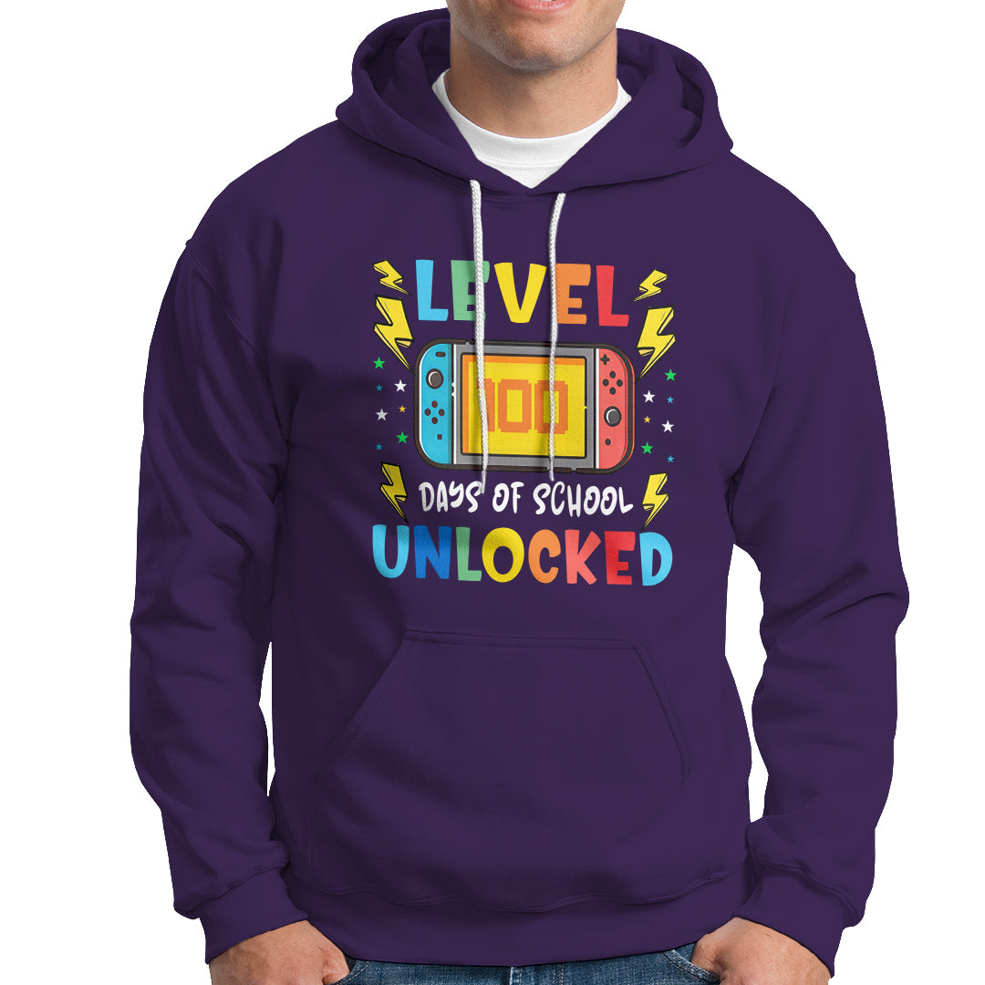 100th Day Of School Hoodie Level 100 Days Unlocked Video Game Funny Gamer - Wonder Print Shop