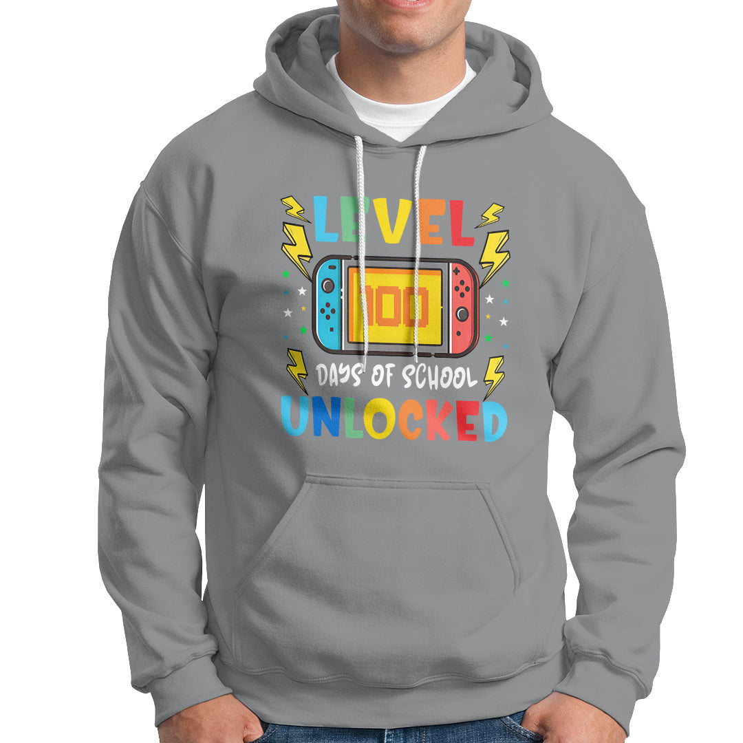 100th Day Of School Hoodie Level 100 Days Unlocked Video Game Funny Gamer - Wonder Print Shop