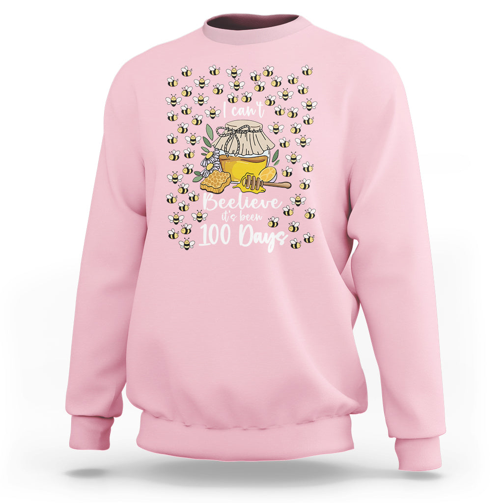100th Day Of School Sweatshirt I Can't Beelieve It is 100 Days Smarter Funny Bee - Wonder Print Shop