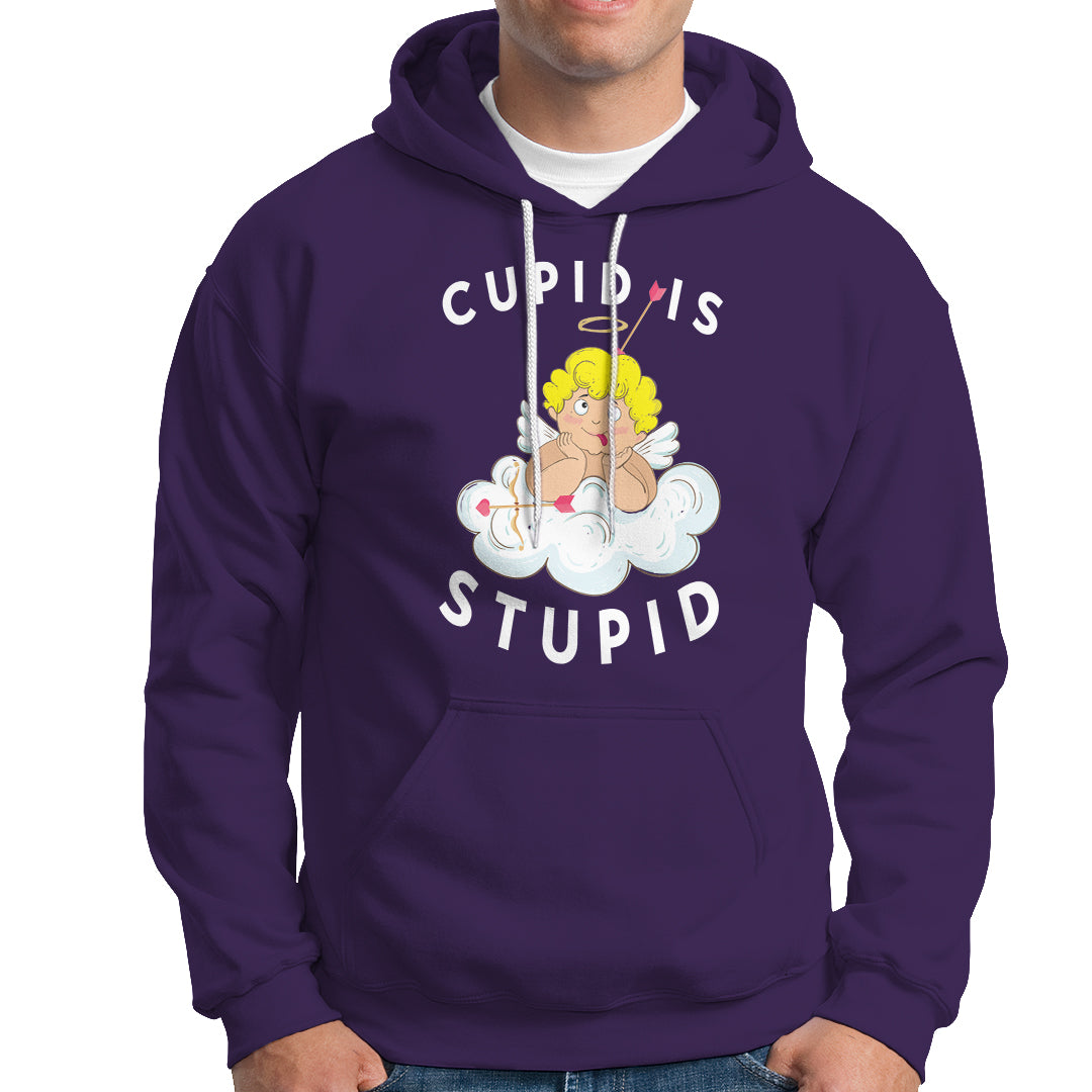 Cupid Is Stupid Funny Anti Valentine's Day Hoodie - Wonder Print Shop