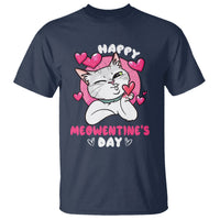 Valentine's Day T Shirt Happy Meowentine Cute Cat Kisses - Wonder Print Shop