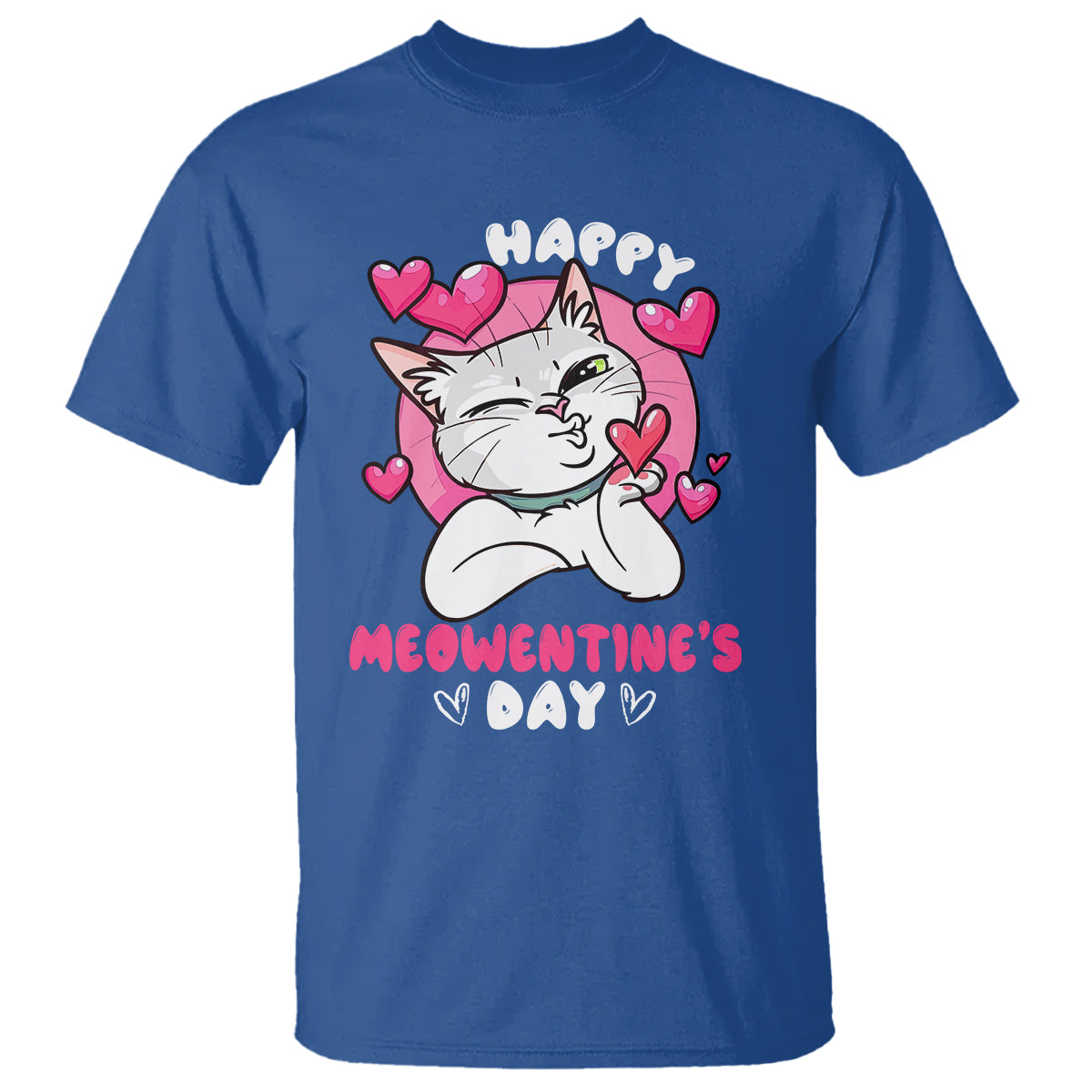 Valentine's Day T Shirt Happy Meowentine Cute Cat Kisses - Wonder Print Shop