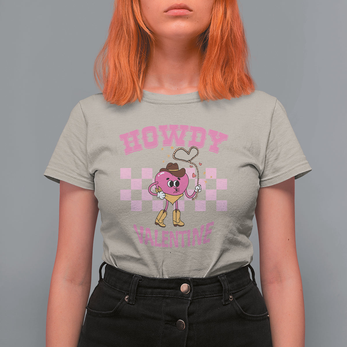 Valentine's Day T Shirt For Women Howdy Valentine Heart Retro Groovy - Wonder Print Shop