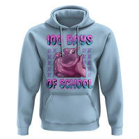 100th Day Of School Hoodie Cute Moo Deng Baby Hippo 100 Days