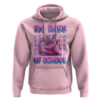 100th Day Of School Hoodie Cute Moo Deng Baby Hippo 100 Days