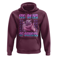100th Day Of School Hoodie Cute Moo Deng Baby Hippo 100 Days