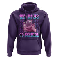 100th Day Of School Hoodie Cute Moo Deng Baby Hippo 100 Days