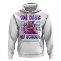 100th Day Of School Hoodie Cute Moo Deng Baby Hippo 100 Days